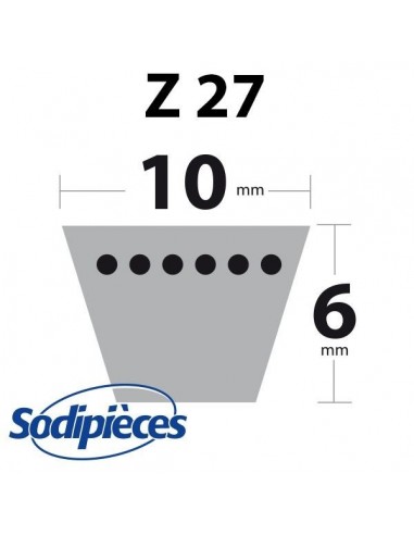 Courroie tondeuse Z27 Trapézoïdale. 10 mm x 724 mm.