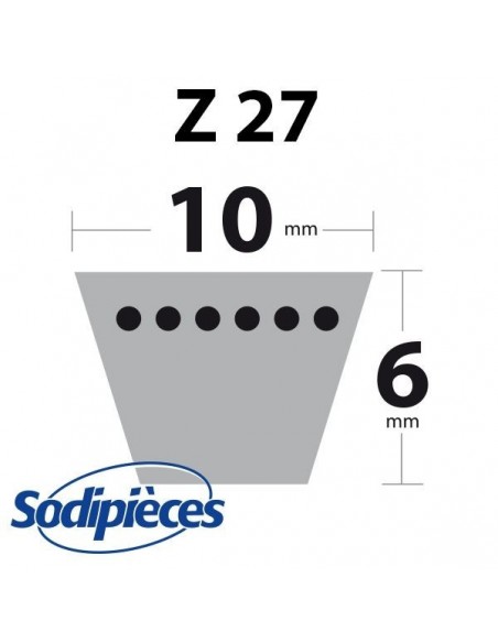 Courroie tondeuse Z27 Trapézoïdale. 10 mm x 724 mm.