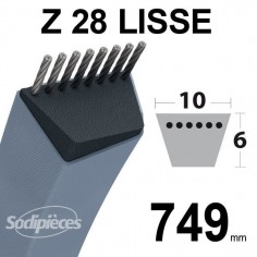 Courroie tondeuse Z28 Trapézoïdale. 10 mm x 749 mm.