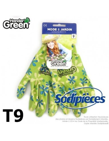 Gants imprimés féminins. Travaux jardin. HanderGreen® T9