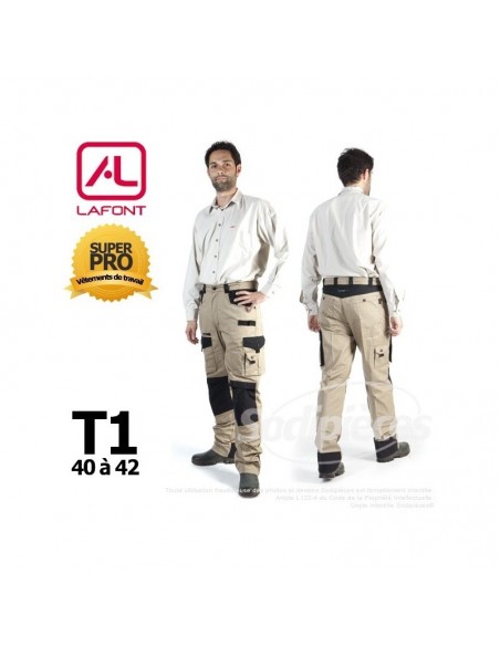 Pantalon de travail Lafont Beige / Noir T1(40/42)