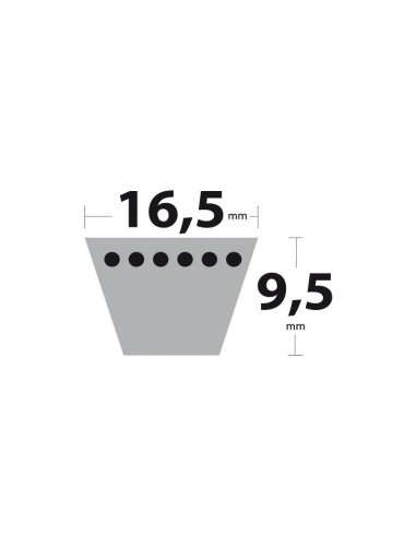 Courroie tondeuse LB44 Mitsuboshi. 16,5 mm x 1130 mm.
