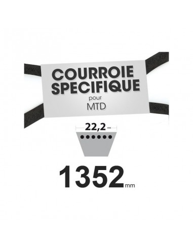 Courroie tondeuse spécifique MTD 7540358. 22,2 mm x 1352 mm.