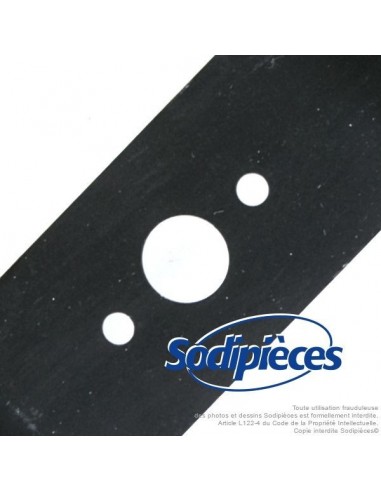 Lame tondeuse 66,5 cm. Al. 21,6 mm. Pour Iseki. Coupe à droite