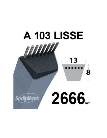 Courroie tondeuse A103 Trapézoïdale. 13 mm x 2666 mm.
