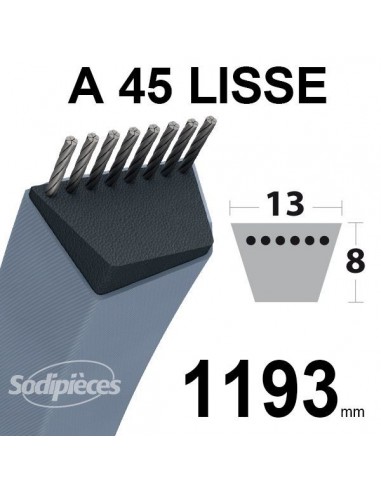 Courroie tondeuse A45 Trapézoïdale 13 mm x 1193 mm.