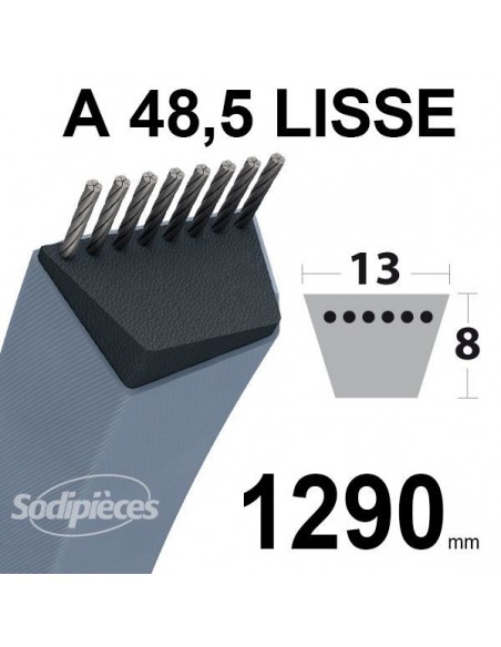 Courroie tondeuse A48,5 Trapézoïdale 13 mm x 1290 mm.