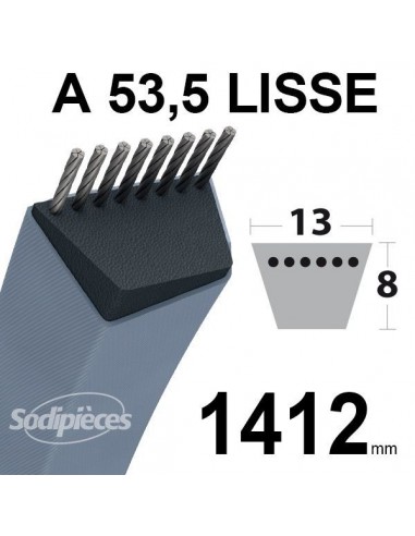 Courroie tondeuse A53,5 Trapézoïdale 13 mm x 1412 mm.