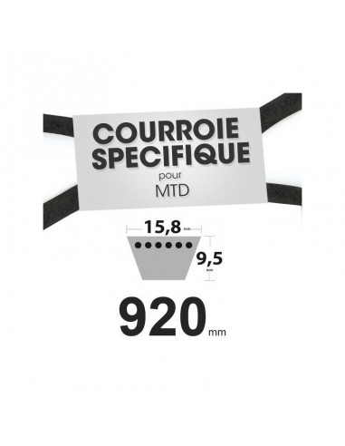 Courroie tondeuse spécifique MTD 754-0453. 15,8 mm x 920 mm.