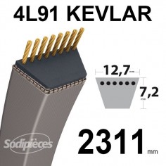 Courroie tondeuse 4L91 Kevlar Trapézoïdale. 12,7 mm x 2311 mm.
