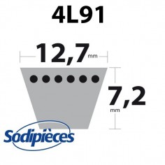 Courroie tondeuse 4L91 Kevlar Trapézoïdale. 12,7 mm x 2311 mm. 2
