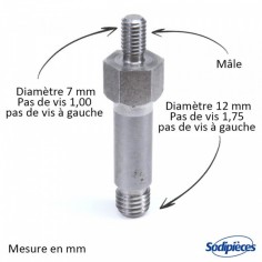 Insert tête Piuma. Mâle Ø7x1,00. Pas à gauche