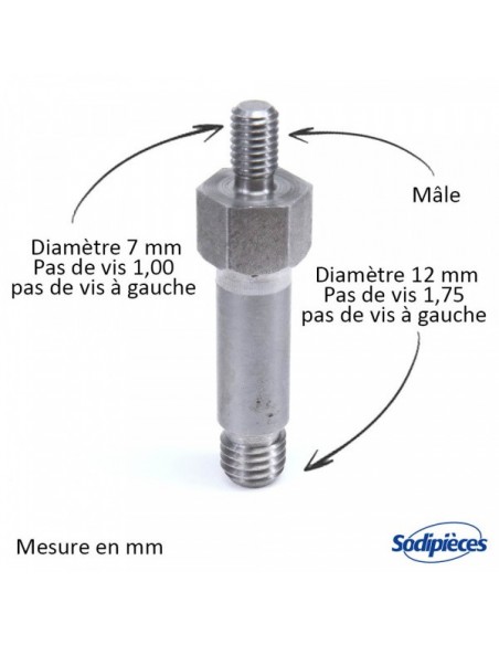 Insert tête Piuma. Mâle Ø7x1,00. Pas à gauche