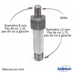 Insert tête Piuma. Mâle Ø8x1,25. Pas à gauche
