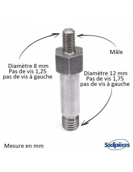 Insert tête Piuma. Mâle Ø8x1,25. Pas à gauche