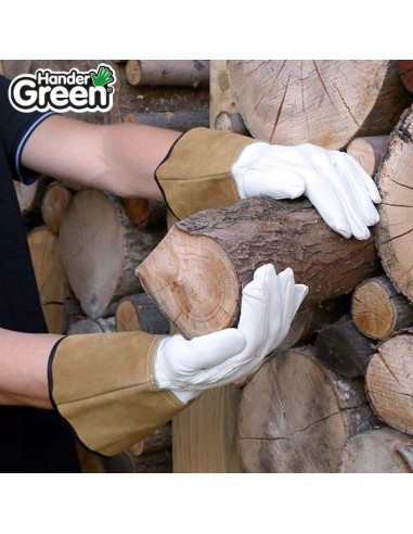 Gants jaune. Cuir et jardin. HanderGreen® T10