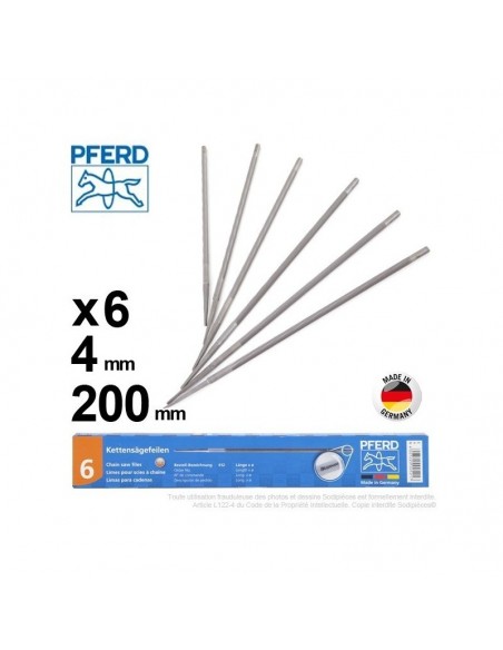 Lime d'affûtage de chaînes Pferd Ø 4 mm x 200 mm (par 6)