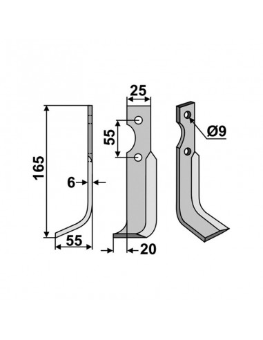Paire outils de fraises pour BCS, Grillo, SEP. 1 gauche, 1 droite