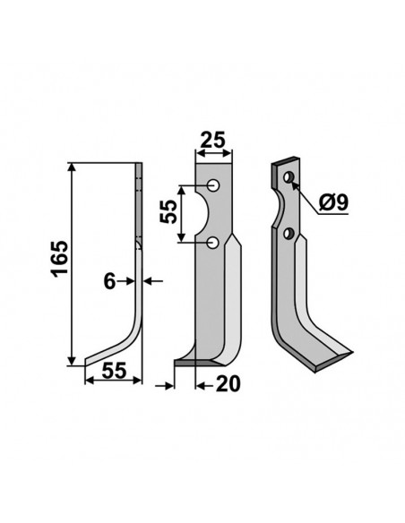 Paire outils de fraises pour BCS, Grillo, SEP. 1 gauche, 1 droite