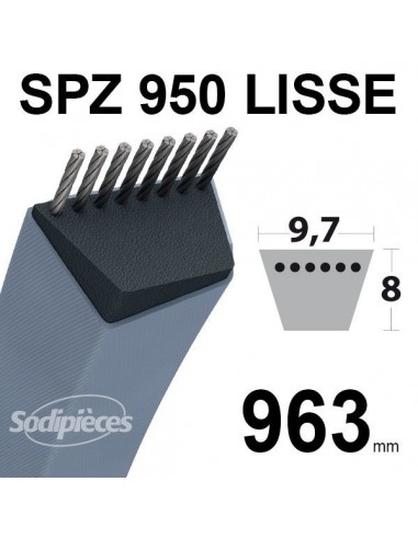 Courroie tondeuse SPZ950 Trapézoïdale 9,7 mm x 963 mm.