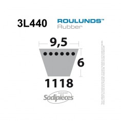 Courroie tondeuse 3L440 Roulunds Continental 9,5 x 6 x 1118 mm 2