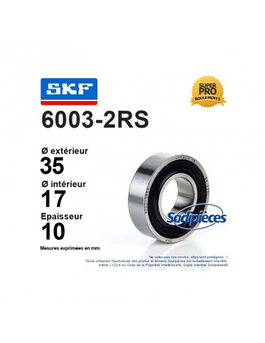 Roulement à billes 6004-2RS SKF. Double étanchéité