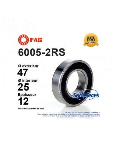 Roulement à billes 6003-2RS SKF. Double étanchéité