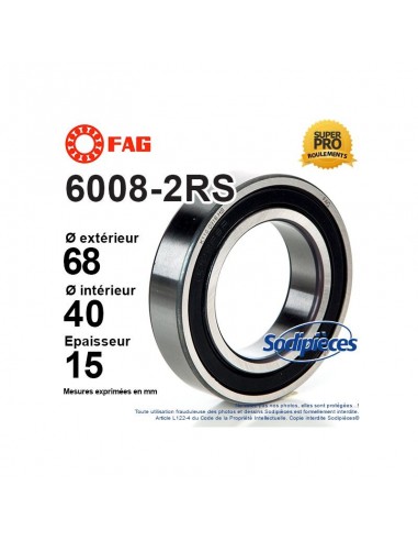 Roulement à billes 6005-2RS FAG. Double étanchéité