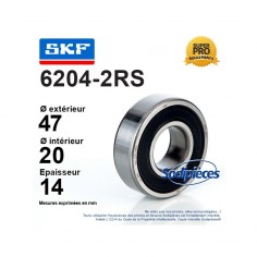 Roulement à billes 6203-2RS SKF. Double étanchéité