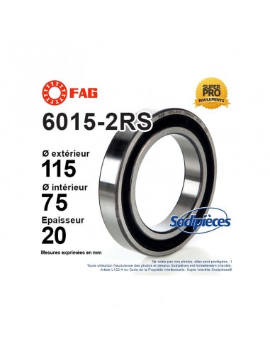Roulement à billes 6200-2RS 1er Prix. Double étanchéité