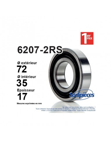Roulement à billes 6206-2RS 1er Prix. Double étanchéité