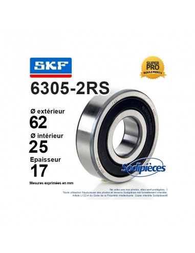 Roulement à billes 6306-2RS 1er Prix. Double étanchéité