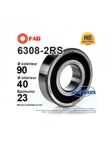 Roulement à billes 6306-2RS 1er Prix. Double étanchéité