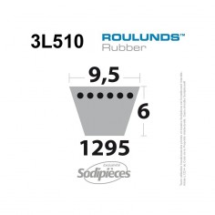 Courroie tondeuse 3L510 Roulunds Continental 9,5 x 6 x 1295 mm 2