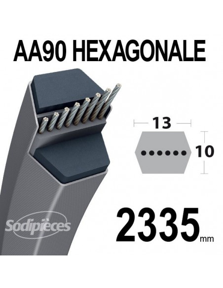 Courroie tondeuse AA91 Héxagonale. 13 mm x 2394 mm.