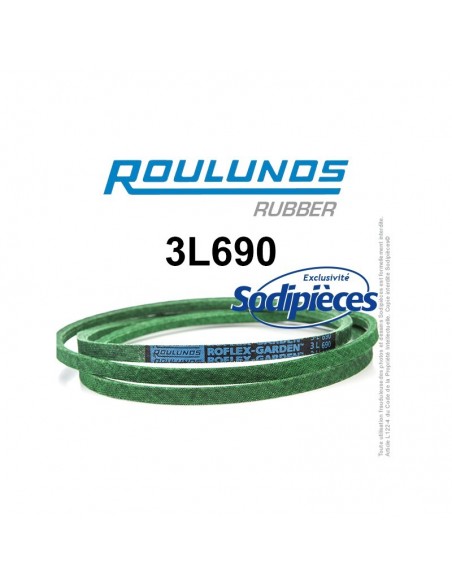 Courroie tondeuse 3L690 Roulunds Continental 9,5 x 6 x 1753 mm