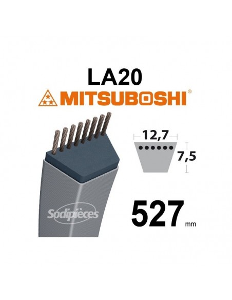 Courroie tondeuse LA20 Mitsuboshi. 12,7 mm x 527 mm.