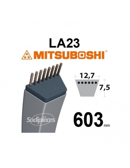 Courroie tondeuse LA23 Mitsuboshi. 12,7 mm x 603 mm.