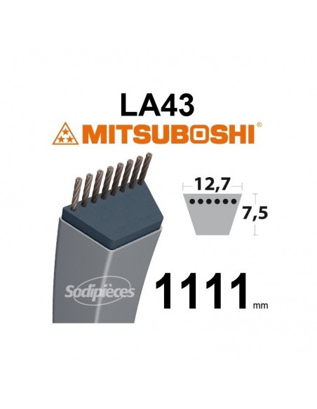 Courroie tondeuse LA43 Mitsuboshi. 12,7 mm x 1111 mm.