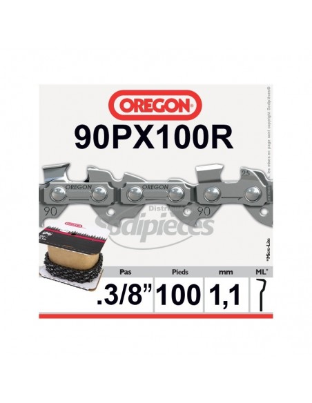 Chaîne 90PX100R OREGON. 3/8". 1,1 mm.100 pieds