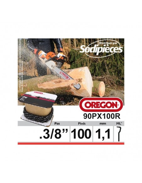 Chaîne 90PX100R OREGON. 3/8". 1,1 mm.100 pieds
