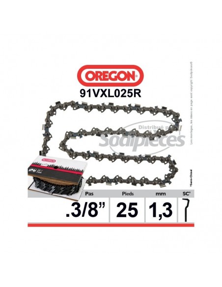 Chaîne 91VXL025R OREGON. 3/8". 1,3mm. 25 pieds