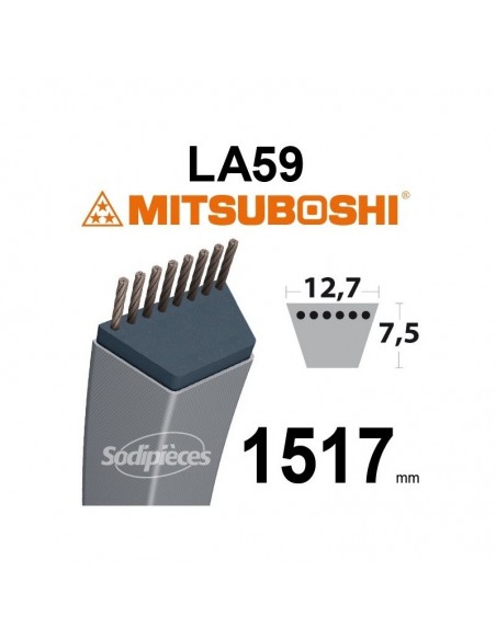 Courroie tondeuse LA59 Mitsuboshi. 12,7 mm x 1517 mm.