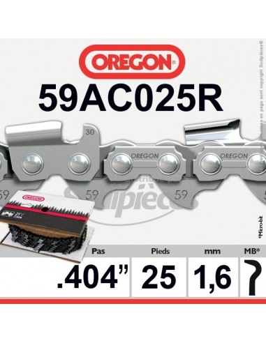 Rouleau de Chaîne tronçonneuse 59AC025R OREGON . 404. 1,6mm 25 pieds"