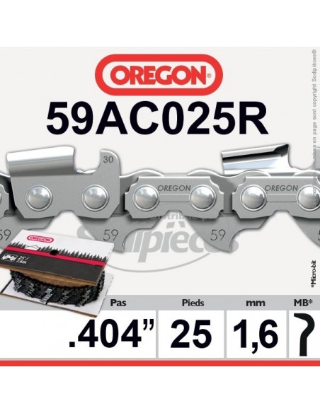 Rouleau de Chaîne tronçonneuse 59AC025R OREGON . 404. 1,6mm 25 pieds"