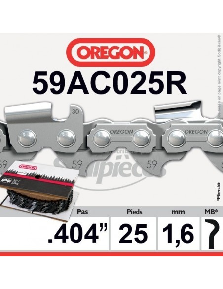 Rouleau de Chaîne tronçonneuse 59AC025R OREGON . 404. 1,6mm 25 pieds"