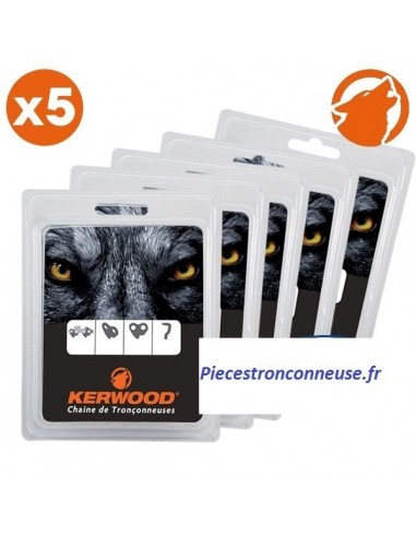 Chaîne tronçonneuse Kerwood 50 maillons 3/8”LP, 1,3mm. Par 5
