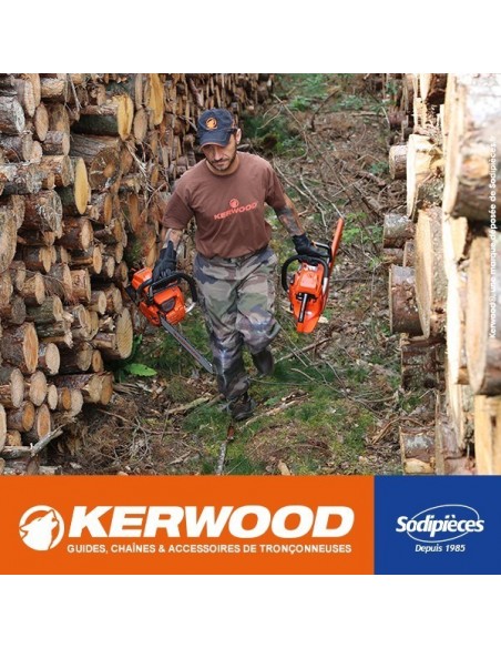 Guide+chaine tronçonneuse Kerwood. 30cm, 3/8"LP 1,3 mm. Par 2