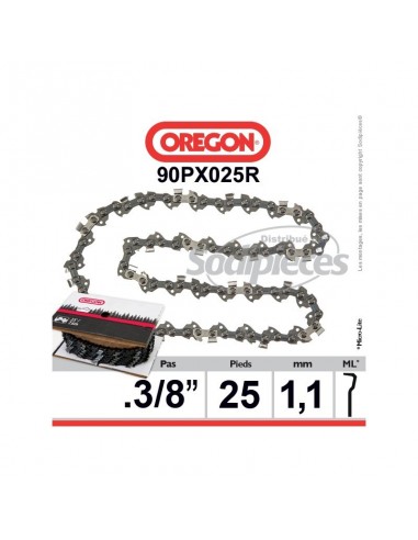 Chaîne 90PX025R OREGON. 3/8". 1,1 mm. 25 pieds