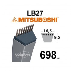 Courroie tondeuse LB27 Mitsuboshi. 16,5 mm x 698 mm.